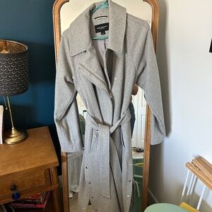 Marc New York Callisto Wool Blend Collard Zip Front Trench Coat - Size 8
